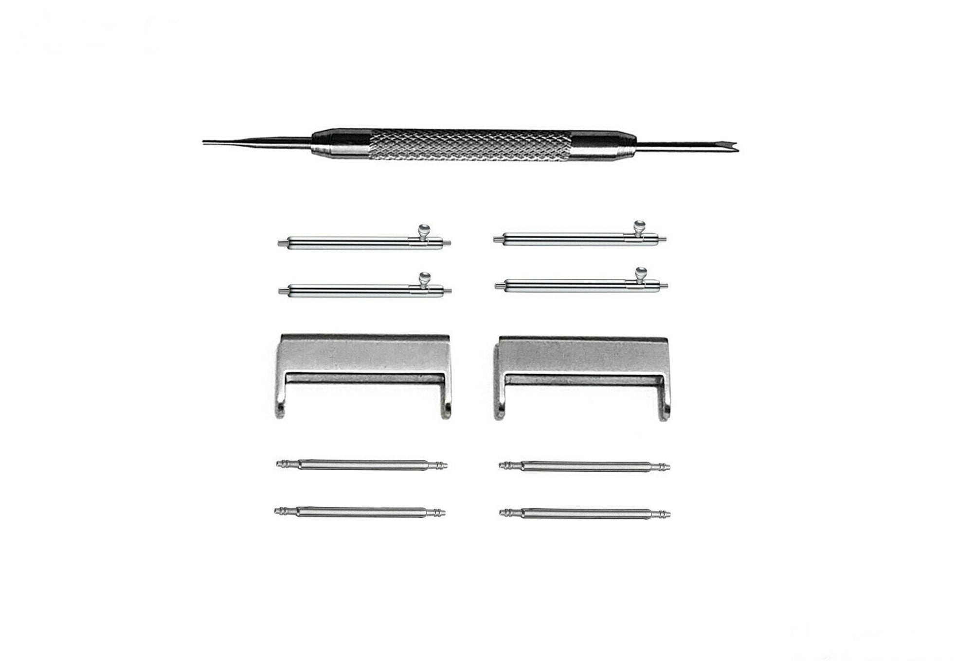 11pcs Quick Release Adapters Kit for Wrist and Smartwatches Lugs 18mm-26mm and Band Widths 16mm-24mm, Stainless Steel Connectors Pins Tool